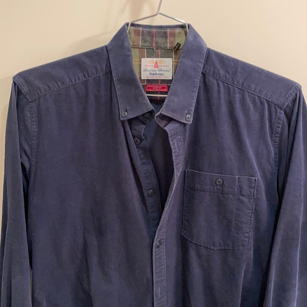 Barbour long sleeved shirt blue buttondown shirt